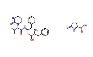 N-(4-Amino-1-benzil-3-hidroksi-5-fenil-pentil)-3-metil-2-(2-okso-tetrahidro-pirimidin-1-il)-butiramida 5-oksopirolidin-2-karboksilat Asam CAS 192726-06-0